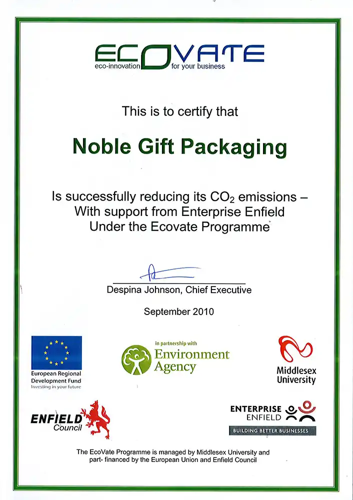 Ecovate Certificate Ecovate Certificate