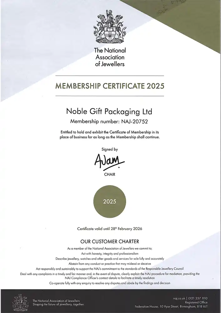 The National Association of Jewellers – Membership Certificate The National Association of Jewellers - Membership Certificate